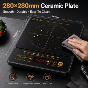 Cocina <span class=keywords><strong>de</strong></span> Inducción Portátil 1500W 3 <span class=keywords><strong>en</strong></span> 1, Wok, Olla Eléctrica, Vaporera, Sensor Táctil Inteligente con Temporizador y Bloqueo para Niños KI02010 - Product Image 4