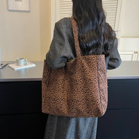 Tas Belanja Leopard Vintage Dua Sisi, Sederhana, Serbaguna, Retro, Tas Tote Wanita, Tas Selempang Wanita untuk Kehidupan Sehari-hari di Luar Ruangan