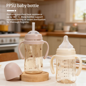 Tasse à bec PPSU 280ml sans BPA avec paille et poignée Conception personnalisée mignonne Tasse d'alimentation sans déversement pour bébés et tout-petits - Product Image 3