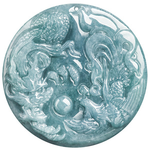 Naturale giadeite blu acqua drago e fenice ciondolo uomo e donna generale giada all'ingrosso LP12 - Product Image 1