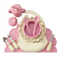 Ensemble repas en silicone pour tout-petits, kit d'alimentation pour bébés, vaisselle d'apprentissage pour enfants, cadeau repas, ustensiles pour la première étape de l'alimentation solide