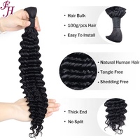 FH Cheveux Naturels Vierges Non Transformés Ondulation Profonde en Vrac pour Tresses Boho Tressage Sans Trame Extensions de Cheveux Humains