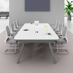 Table de conférence moderne rectangulaire blanche, bureau stable pour salle de réunion - Product Image 2