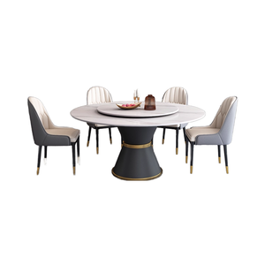 <span class=keywords><strong>Table</strong></span> à <span class=keywords><strong>manger</strong></span> ronde supérieure en pierre frittée avec Susan paresseuse rotative circulaire à 360 ° <span class=keywords><strong>pour</strong></span> 4 à 8 <span class=keywords><strong>personnes</strong></span> - Product Image 4