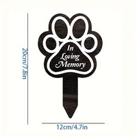Plaque commémorative funéraire en bois pour animaux de compagnie avec design Art Déco pour cimetière ou décoration de jardin, avec empreinte de patte d'animal intégrée
