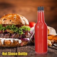 Bouteilles de sauce piquante en verre de 100 ml, 150 ml, 250 ml avec compte-gouttes, bouchons noirs et film rétractable pour vinaigrette