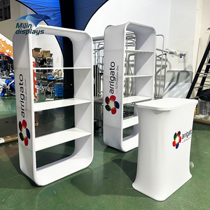 カスタム折りたたみ式アルミディスプレイスタンド、ポータブル小売用ショーケース棚、展示会プロモーション用背景、ポップアップショー - Product Image 2