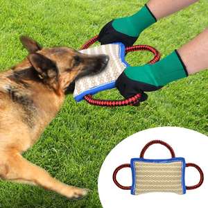 Durevole di Addestramento Del Cane Rimorchiatore Giocattolo, 3 maniglie di Iuta Morso Cuscino 9.5 "6.5" di Lino Rimorchiatore Giocattolo per i Giovani Cani - Product Image 6