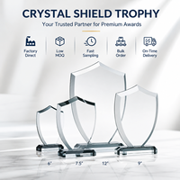 Logotipo Grabado con Láser, Texto de Alta Claridad, Premio de Cristal en Forma de Escudo, Trofeo de Cristal Personalizado