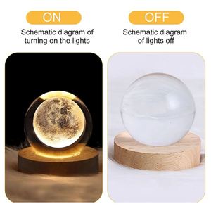 Bedroom Wood <b>Light</b> Base Lamp Soft Warm Color 3D Modern Decorate <b>Night</b> <b>Light</b> Crystal Ball <b>Light</b> - Product Image 5