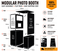 Desain Lipat Mudah Dirakit Hemat Biaya Pengiriman Warna Dapat Disesuaikan Bilik Foto Modular Kayu Kamera Cetak Mandiri