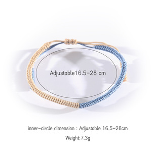 Handmade <b>Braided</b> <b>Cord</b> Bracelet Women's Round Ethnic Style Jewelry Gift Blue And Yellow Yiwu Origin YM-0159 - Product Image 4