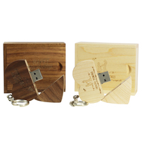 Clé USB en bois personnalisée en forme de cœur 2.0 16 Go 32 Go 64 Go avec boîte assortie pour cadeau de mariage