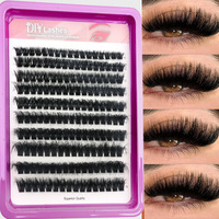 Kit d'extension de cils DIY fait main avec logo personnalisé, cils en grappe épais et volumineux 60D80D100D, courbure CD, faux cils segmentés, marque privée