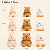En gros, Peluches et jouets en peluche personnalisés en coton PP, modèles Ours, Lapin et Canard à visage large et aspect mat, coussins animaux, cadeaux, usine OEM