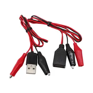 1Pair 2 Dual Alligator Crocodile Clips to USB Male Female Tester Detector DC Voltage Ammeter Capacity Power Meter Monitor