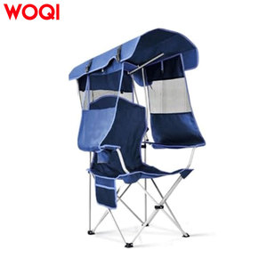 Silla plegable de playa Woqi con toldo, portavasos y bolsillos laterales para acampar al aire libre - Product Image 2