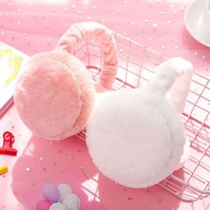 <span class=keywords><strong>Cache</strong></span>-oreilles d'hiver chaud Fille Fluffy Fold Burger Shape Women Headphone Earmuffs Soft Cashmere Solid Cute Warmer Fake Fur Earlap - Product Image 5