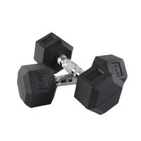 Reapbarbell Paire d'haltères noirs avec revêtement en caoutchouc plastique, disques hexagonaux en fonte pour fitness