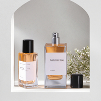 Flacon de parfum en verre vaporisateur rectangulaire transparent vide avec pompe personnalisé de 30ml 50ml 100ml