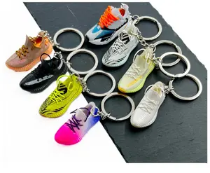 Wholesale Rubber PVC Plastic Cute Tennis Basketball 3D Mini Shoe Key ring Yeezy AJ Shoe Sneaker Keychain