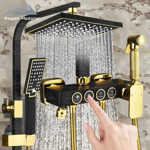 ชุดระบบฝักบัวเรนชาวเวอร์สีดำด้านและสีทองสุดหรูจาก Wayon พร้อมหัวฉีดแบบมือถือและก๊อกน้ำสำหรับอ่างอาบน้ำ - Product Image 4