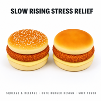Jouet Squishy Burger au Sésame à Remontée Lente, Motif Pain Doré Superposé, Mignon, Anti-Stress, Décoration de Bureau, Cadeau