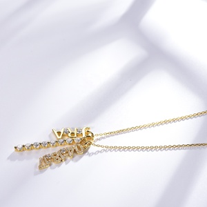 Nomor Liontin Kalung 925 Perak Murni Berlapis Emas 5A CZ Berlian Liontin Huruf Nama Kalung Liontin - Product Image 6