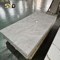 Panneau mural en PVC imitation marbre avec revêtement protecteur UV brillant de 1,22*2,44/2,90 m