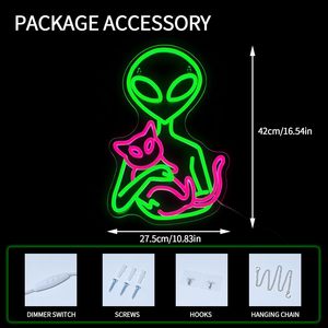 Enseigne néon LED Alien Hug Cat, alimentée par USB, en acrylique, pour chambre, bar, salle de jeux, décoration murale esthétique - Product Image 6