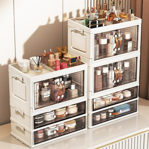 Cosmetic Storage Box Transparent <b>Drawer</b> Multi Layer Organizer Cabinet Desktop <b>Makeup</b> Organizer Waterproof Plastic - Product Image 1