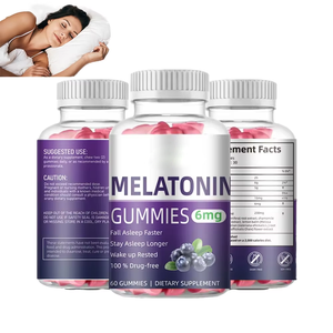 Gummies de mélatonine végétaliennes à marque privée pour un endormissement plus rapide et un sommeil plus long, faibles en sucre, aux saveurs de fruits naturels, aide au sommeil pour adultes - Product Image 1