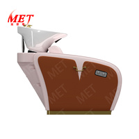 Lit de lavage de tête électrique moderne pour salon de coiffure, inclinable, en cuir rose, pour spa capillaire, à vendre