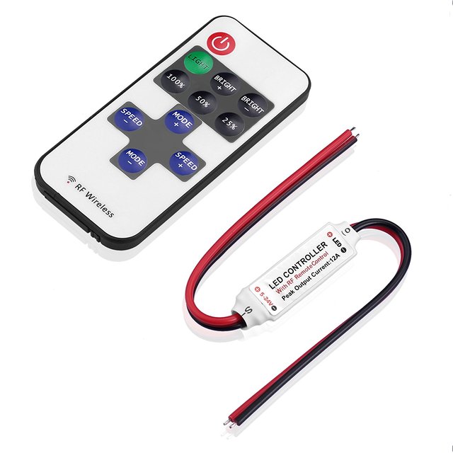 DC5V-24V Single Color LED Strip Light Wireless Remote Controller Dimmer for COB & SMD Strip Light
