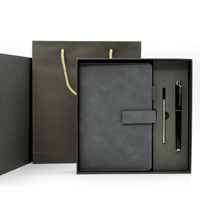 Ensemble cadeau souvenir d'entreprise haut de gamme, carnet A5 en simili cuir cousu avec bords huilés et boucle métallique, logo personnalisé disponible