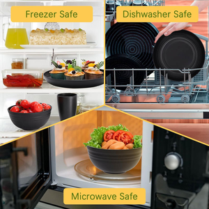 16 件套环保可重复使用不易碎餐具盘碗杯套装麦秆餐具套装 - Product Image 5