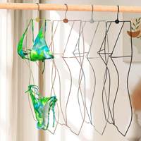 Cintre de présentation en métal chromé personnalisé, forme corps entier, pour maillots de bain, lingerie et bikinis, avec logo or rose et argent