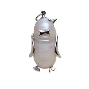 Handmade 925 Silver Baroque Penguin Pendant and Shaped <b>Pearl</b> Necklace Female Hollow Base Accessory with 4037 DIY <b>Loose</b> <b>Pearls</b> - Product Image 5