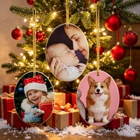 Ornement classique en céramique émaillée blanche, sublimation portrait de chien, souvenir festif félin artisanal, décorations de Noël