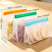 Sacs de conservation alimentaire réutilisables en PEVA, sacs refermables en silicone avec fermeture éclair pour fruits, légumes, viande, restes, qualité alimentaire, adaptés au congélateur