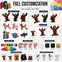 Patchs brodés miniatures personnalisés en gros, motifs animaux mignons (Caniche, Bigfoot, Planète, Libellule), thermocollants et à coudre pour vêtements et sacs