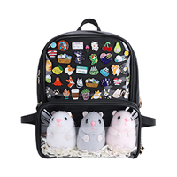 Sac à dos d'école pour enfants FAMA Factory Pins Bag, sac à dos transparent en vinyle à double fenêtre, style kawaii pour étudiants