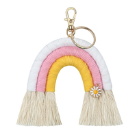 Porte-clés tissés arc-en-ciel 2022 pour femmes, style bohème, faits à la main, modernes, avec logo personnalisé, breloques pour sac, bijoux à suspendre au tableau de bord, cadeaux