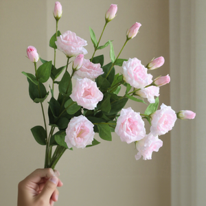 Venta al por Mayor de <span class=keywords><strong>Eustoma</strong></span> Artificial Rosa de 62 cm con 2 Cabezas, Lisianthus de Tallo Largo para Decoración de Bodas y Hogar, Pedido al por Mayor - Product Image 1