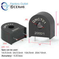 Micro transformador de corriente Pcb Mount QNCT01 5A5mA 5A2.5mA 1:1000 1:2000 Pequeño transformador de corriente CT 1A 5A 10A Precio de fábrica