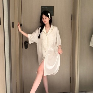 Chemise <span class=keywords><strong>de</strong></span> <span class=keywords><strong>nuit</strong></span> papillon pour femmes, col à revers, vêtements <span class=keywords><strong>de</strong></span> <span class=keywords><strong>nuit</strong></span> <span class=keywords><strong>grande</strong></span> <span class=keywords><strong>taille</strong></span>, chemise <span class=keywords><strong>de</strong></span> <span class=keywords><strong>nuit</strong></span> pour femmes, pyjama sexy uni, doux, vêtements <span class=keywords><strong>de</strong></span> maison - Product Image 3