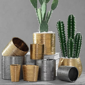 Macetas doradas <span class=keywords><strong>de</strong></span> lujo para decoración interior, macetas <span class=keywords><strong>de</strong></span> cerámica modernas para jardín y plantas, venta al por mayor - Product Image 3