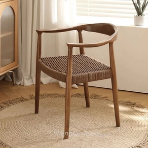 Sedie da Pranzo in Legno Massello Stile Nordico Moderno, Poltrone con Corda Intrecciata, Sedie Presidenziali Kennedy per Casa e <span class=keywords><strong>Ufficio</strong></span>, Arredamento Versatile - Product Image 2
