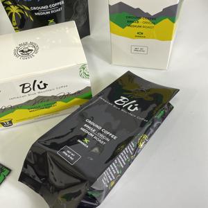 Custom Design Plastic Stand up Zipper Metallic Effect Valve Bags <b>of</b> Coffee Bean - Product Image 3