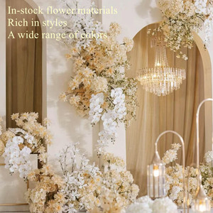 การจัด<span class=keywords><strong>ดอกไม้</strong></span>ทางเดินงานแต่งงานแบบกำหนดเองด้วยดอกกุหลาบแชมเปญ ดอกกล้วยไม้ และดอกยิปโซฟิลลา  <span class=keywords><strong>ดอกไม้</strong></span>ประดิษฐ์ตั้งพื้นสุดหรู - Product Image 2